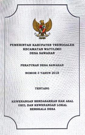 PERATURAN DESA SAWAHAN NOMOR 3 TAHUN 2018